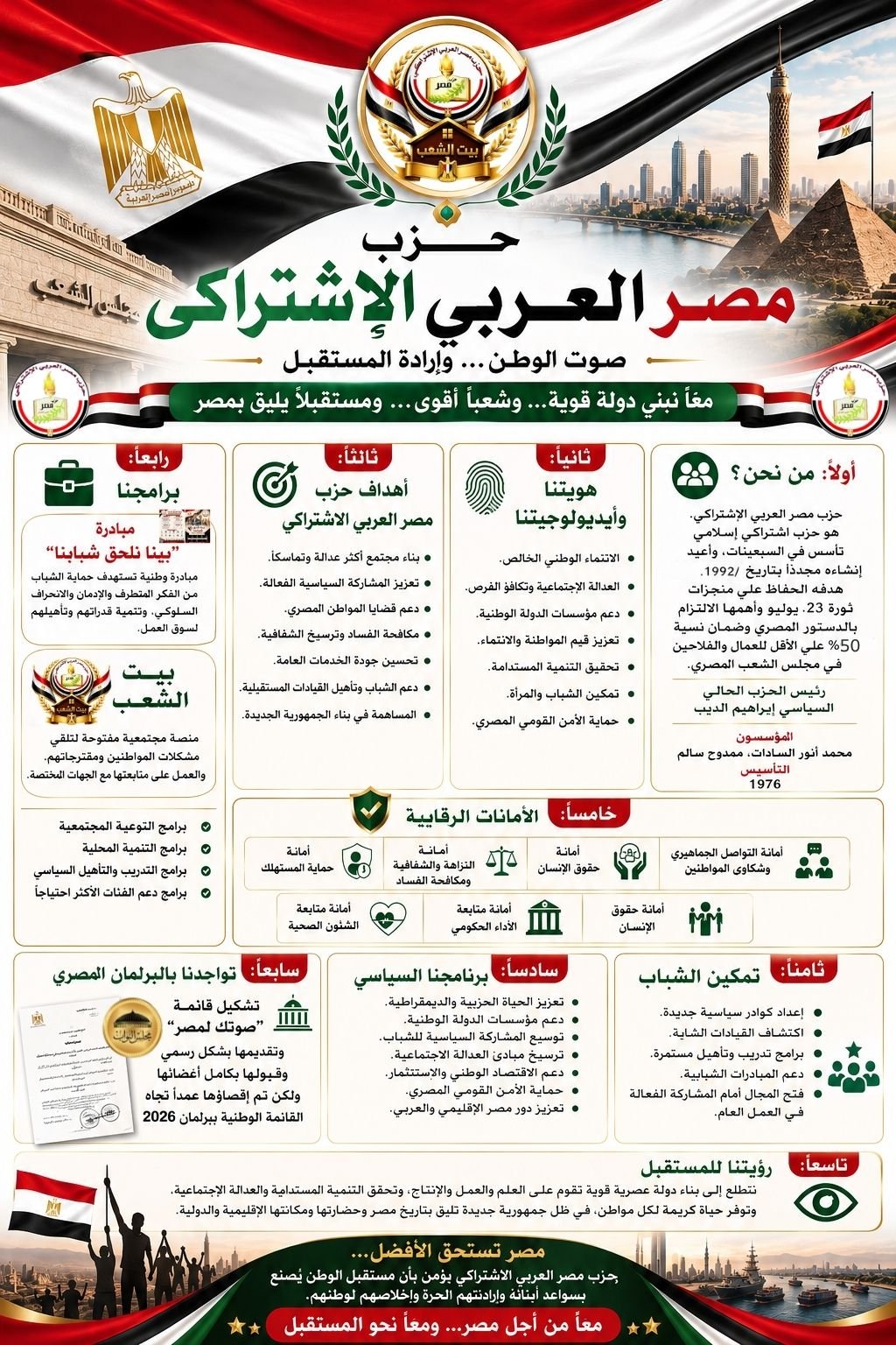 الملصق الإعلاني لبرنامج حزب مصر العربي الاشتراكي ورؤيته السياسية