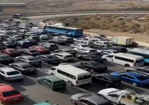 زحام مروري كبير بسبب هبوط أرضي في النزهة
