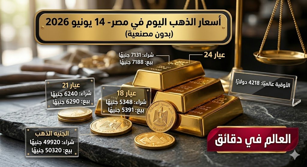"قائمة أسعار الذهب الرسمية في السوق المصرية اليوم (بدون مصنعية)، بالتزامن مع قفزة سعر الأوقية عالمياً إلى 4218 دولاراً."