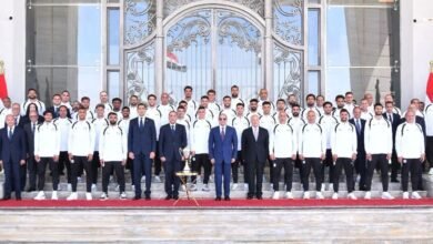 السيسي امام المنتخب الرياضة قوة وطنية ومشروع لاكتشاف المواهب المصرية