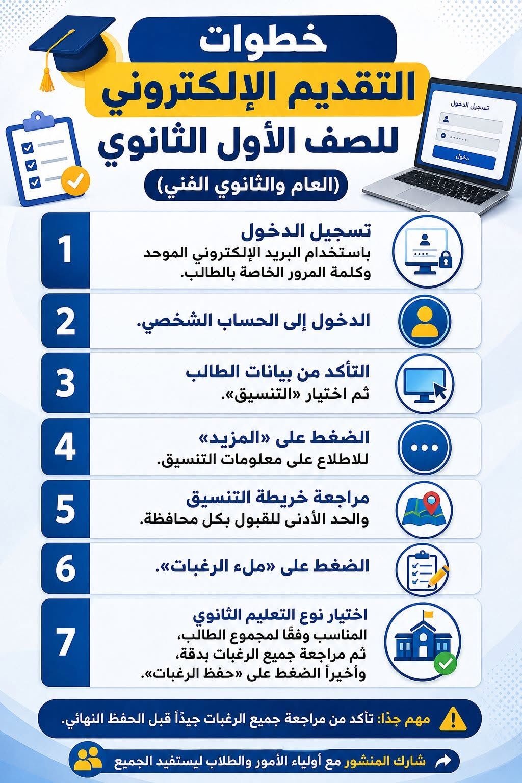 خطوات التقديم للصف الأول الثانوي 2026 في 7 خطوات بسيطة