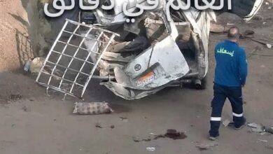 حادث تصادم على الطريق الحر بنها شبرا في القليوبية