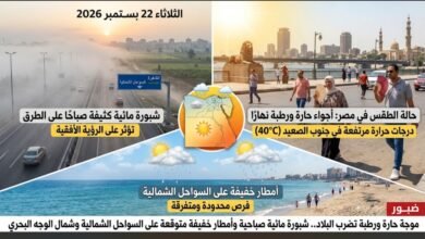 حالة الطقس اليوم في مصر.. أجواء حارة وشبورة صباحية وأمطار خفيفة على بعض المناطق