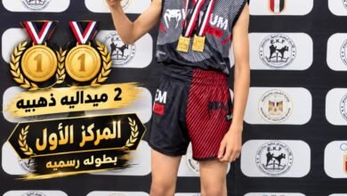 البطل عبدالرحمن عتمان متوجاً بالميدالية الذهبية في بطولة القطاعات الرسمية للكيك بوكس