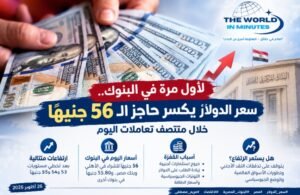 لأول مرة في البنوك.. سعر الدولار يكسر حاجز الـ56 جنيها خلال منتصف تعاملات اليوم